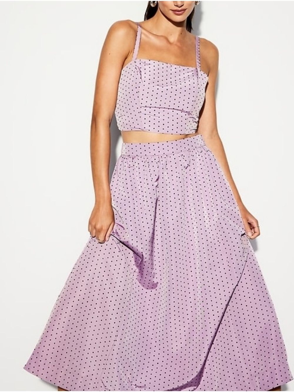 XXL • The Occasion by Old Navy • Lavender Dots Polka Dot Crop & Maxi Skirt Set